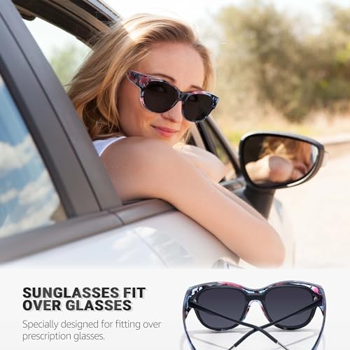 IGnaef® Polarized Fit Over Sunglasses for Women - Trendy Oversized Wear Over Glasses UV Protection for Driving IF57792