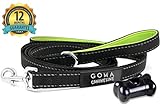 GOMA Industries Dog Leash - The Perfect PET Walking Long LEASHES - Double Handle Lead - Best for Small, Medium, Large Dogs. Heavy Duty and Reflective, 100% Nylon - Free Waste Bag Dispenser & 1 ROLL