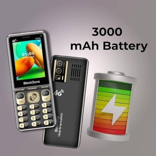 Image of BLACKZONE Winx 4G Plus 3GB RAM 16GB ROM Volte Keypad Mobile Phone with WiFi, Whatsapp, Instagram, YouTube, Play Store, 2.8-Inch Touch Display, All Android Features (1 Year Warranty) (Black)