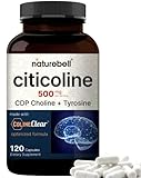 NatureBell Citicoline Supplements, CDP Choline, Citicoline 500mg Plus Tyrosine 50mg Per Serving, Optimized Dosage, 120 Capsules, 2 in 1 Formula, Dual Action Brain Supplement, Non-GMO