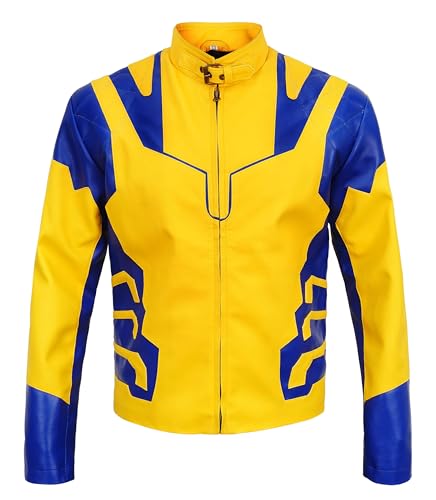 LP-FACON Mens Hugh Superhero Leather Jacket - Cosplay Costume Movie Apparel - Motorcycle Biker Style Jacket