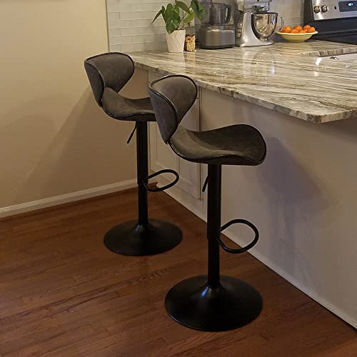 Alpha Home Bar Stools Modern Counter Height Bar Stools, Pu Leather Adjustable Swivel Barstools, Armless Kitchen Counter Stools Dining Chairs Set Of 4 (Brown)… #TOP7
