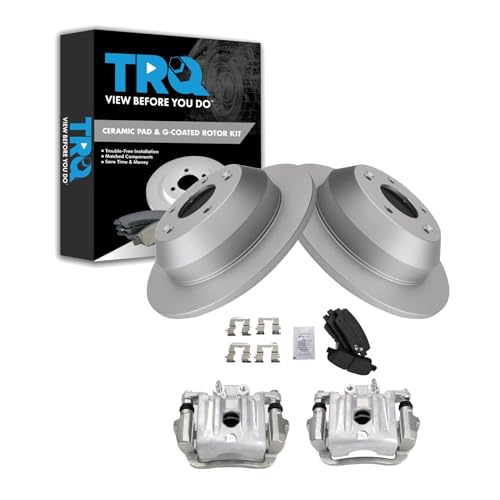 Image of TRQ Rear Brake Pad and Rotor Set Ceramic G Coated Rotors Calipers Compatible with 2014 Kia Sorento