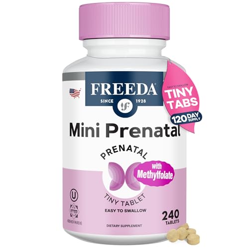 FREEDA Mini Prenatal Vitamin - Kosher Prenatals -Tiny Easy to Swallow Tablets - Prenatal Vitamins