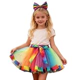 Generisch Mädchen Regenbogenrock mit Haarband Ballett-Tutu Partykleid (Multicolour, 2-4 Years)