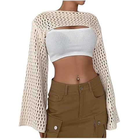 COZYEASE Women's Crochet Shrug Sweater Cover