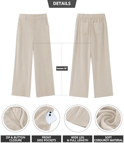 GRAPENT Corduroy Wide Leg Pants Woman High – product photo 8 of 8