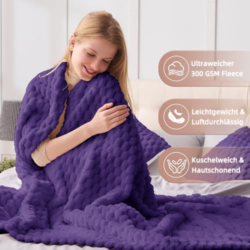 Vielit Kuscheldecke Flauschig, Deko Sofa Decke, 220x240 XXL Lila – Ansicht 2