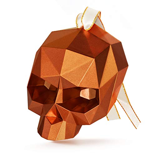 Tête de Mort Décoration Halloween Crâne Skull Ornement à Suspendre Géométrique Bronze Foncé Or 8 cm Décoration Arbre Fenêtre (1)