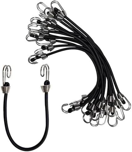 Mini Bungee Cords with Hooks. Small Bungee Cords with Hooks, Versatile Outdoor Bungee Cord Set. (16, Black, 6") image 5