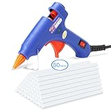 Toqibo ? Minipistola termofusible de pegamento con 50 barras de pegamento termofusible a alta temperatura, kit de pistola de pegamento para reparaciones mediante sellado (20 W - azul)