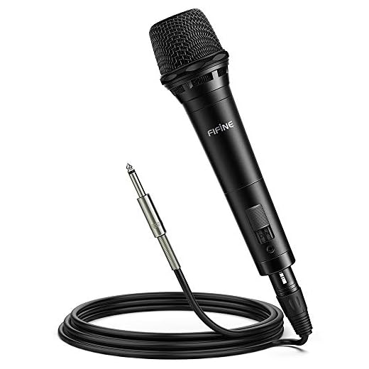 Fifine Dynamic Vocal Microphone Cardioid Handheld Microphone with On and Off Switch for Karaoke, Live Vocal, Speech etc Includes 19ft XLR to Quarter Inch Cable-K8