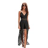 LASCANA Women's Lace Maxi Overlay Romper Black 6