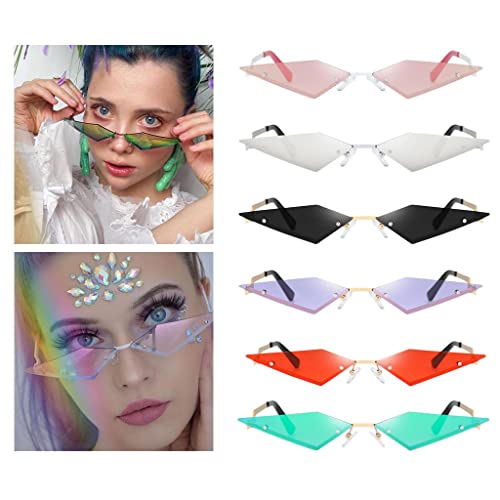 Image of Womens Fashion Slim Cat Eye Style Sunglasses Rimless Sun Glasses Gold+Black