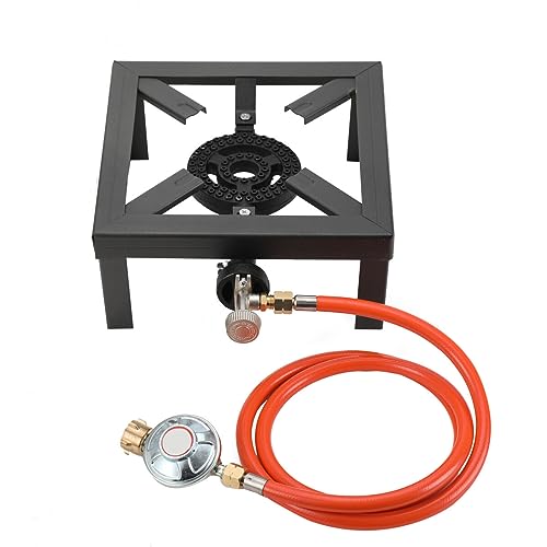 TABODD Hornillo de gas de 8 kW, hockerkocher industrial, incluye manguera de gas propano de 1,5 m y reductor de presiÃ³n de propano de 50 mbar para camping, exteriores, solo para uso al aire libre