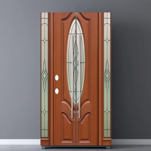 JBNJANKDAV Self Adhesive Vinyl Refrigerator Wrap Set Elegant Wooden Front
