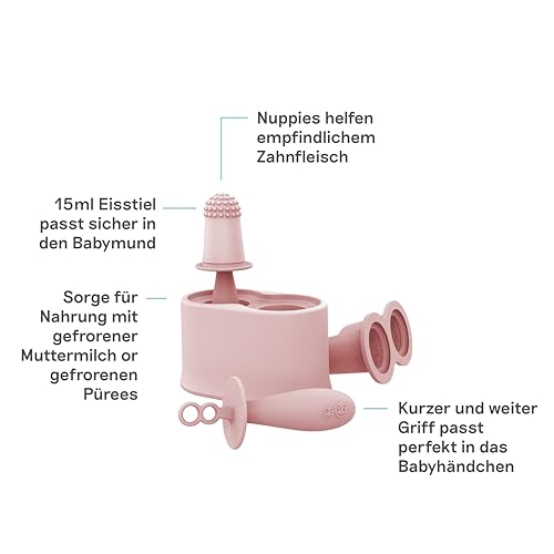 Tiny Pops für Babies Rouge – BPA-freie Silikon-Eisform mit Stiel, ideal für Beikost, gefrorene Muttermilch & Brei – Spülmaschinenfest, ab 4 Monaten