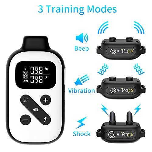 Petjoy Shock Collar For Large Dogs, Bark Collar With Remote And Automatic Mode, Dog Training Collar With Beep, Vibration And Shock, Waterproof Electric Dog Reflective Collars #TOP3