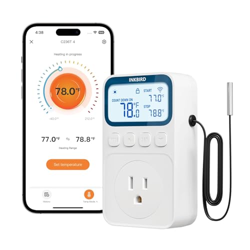 INKBIRD Plug in Thermostat WiFi 1800W 15A Heating Cooling Timer Countdown Mode