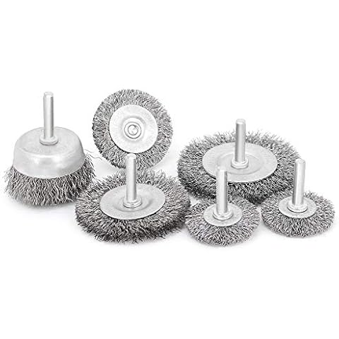 6 Pcs Wire Wheel Cup Brush Set,1/4In Round Shank Wire Brush for Drill Attachment, for Cleaning Rust, Stripping and Abrasive Cover