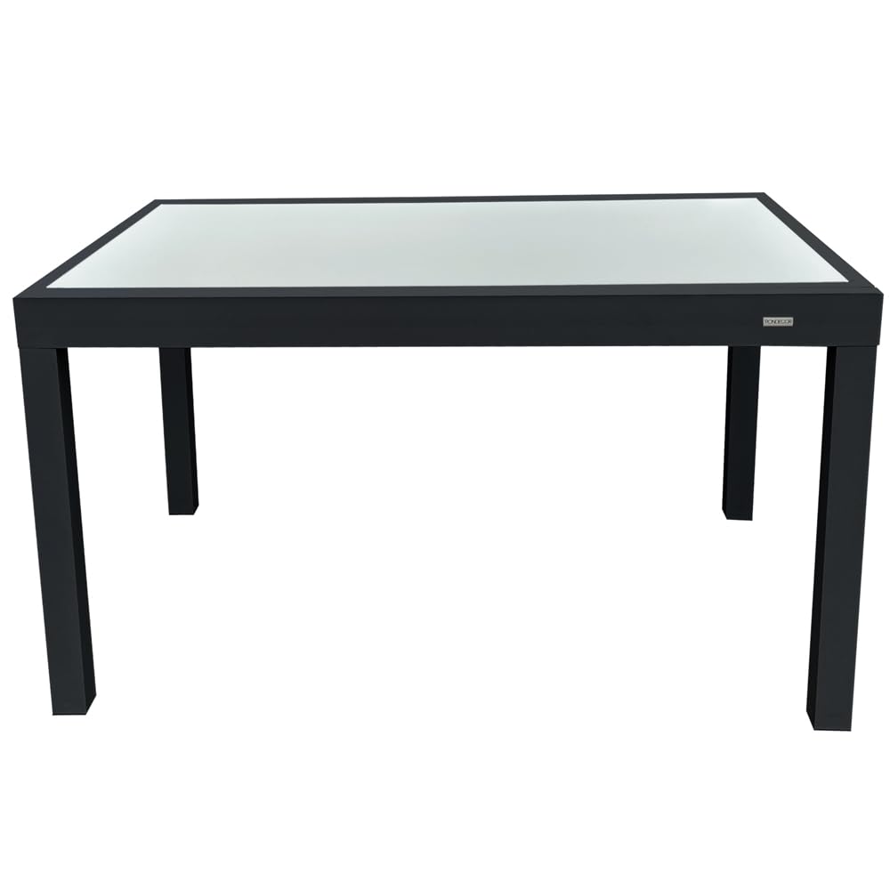 MOMMAHOME® Mesa Extensible Jardin Aluminio y Cristal Templado Mesa Comedor Rectangular Extensible de Exterior Al Aire Libre 6-10 Personas Medidas 135/270x90 cm