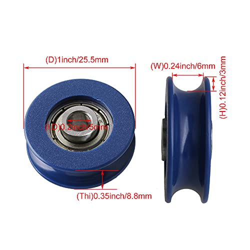 CNBTR 6mm Width 3mm Depth U-Groove Blue Plastic Bearing Guide Pulley Wheel for Max-Load 59kg Pack of 4 - Image 4