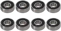 Rolamentos para skates, longboards, patins em linha, patins, spinners, dupla blindagem, rolamentos de esferas miniatura 8x22x7, 608, ABEC-9 (pacote com 8 preto)
