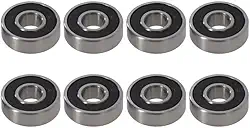 Rolamentos para skates, longboards, patins em linha, patins, spinners, dupla blindagem, rolamentos de esferas miniatura 8x22x7, 608, ABEC-9 (pacote com 8 preto)