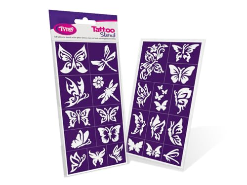 TyToo Glitzer Tattoo Schablonen Set – wiederverwendbare Vorlagen für Kinder & Erwachsene – EU-Design, hautfreundlich, perfekt für Partys, Kinderschminken & Bodypainting (Schmetterlinge) TyToo Glitzer Tattoo Schablonen Set – wiederverwendbare Vorlagen für Kinder & Erwachsene – EU-Design, hautfreundlich, perfekt für Partys, Kinderschminken & Bodypainting (Schmetterlinge)
