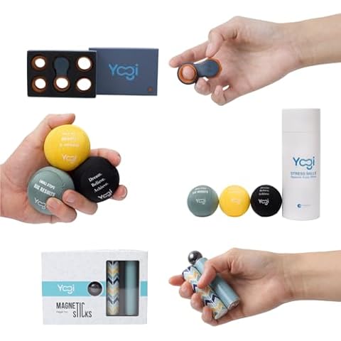 Yogi Fidget Spinner, Stress Balls and Magnetic Sticks Bundle Premium Fidget Toys for Adults and Kids - Uniquely Designed Fidget Gift for Birthday, Thanksgiving, Christmas Cover
