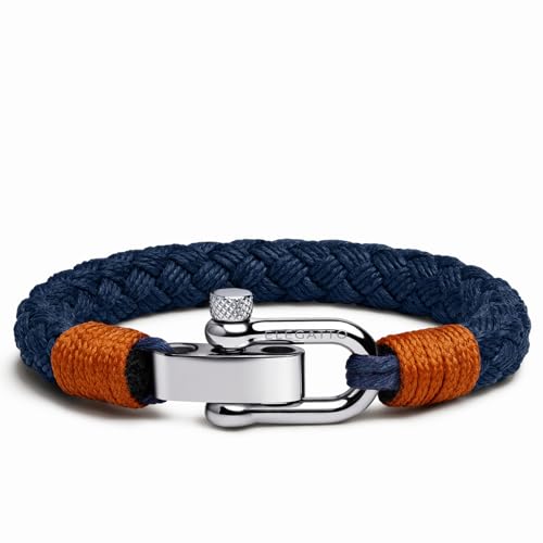 Elegatto Pelagus Premium Rope Bracelet for Men | Designed in California | Thick Cotton Rope with Stainless Steel Shackle Closure | Men’s Designer Bracelets