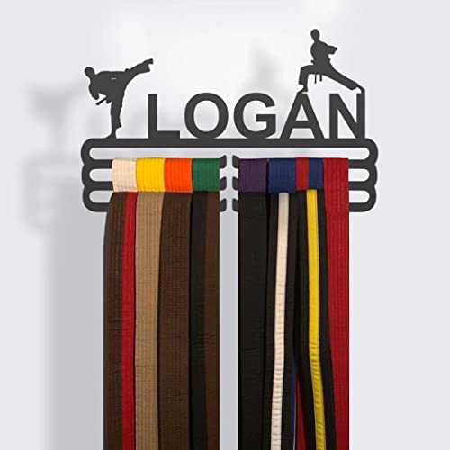 Athlete's Gift Shop Personalized Karate Belt & Medal Display Hanger - Durable Wall-Mounted Display for Awards, Trophies, and Medals - Sleek Design, Easy Installation - Made in The USA