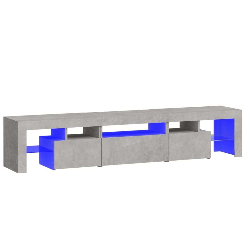 vidaXL Mobile Porta TV con Luci LED Grigio Cemento 200x36,5x40 cm