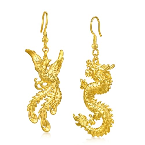 CHOW SANG SANG 999 Gold Chinese Wedding Dragon and Phoenix Earring Set for Women 96032E Price-by-Weight 6.73g Gold2