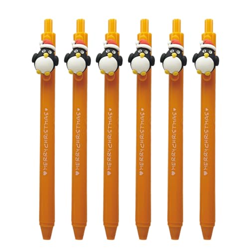 6 個クリスマス漫画ゲルペン格納式事務用品学生ゲーム報酬クリスマスパーティー供給オフィス