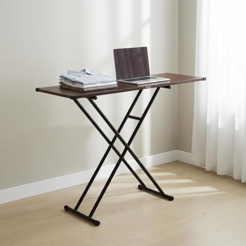 Image of FLIPZON Premium Foldable Ironing Cum Multi-Purpose Table with Heavy-Duty Metal Frame | Smart Space-Saving Laptop, Study & Utility Desk (Mahogany)