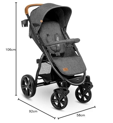 6. Bild von LIONELO Annet Buggy bis 22 kg mit Liegefunktion, Kinderwagen klein zusammenklappbar mit Zubehör, Eva-Schaum-Räder, Moskitonetz, Fußdecke Getränkehalter, Korb