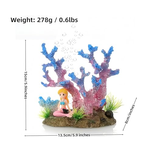 Image of Fish Tanks Decorations, Mermaid Statue ，Mermaid Garden, Fish Tank Decorations, Handicraft Decorations, Mermaid Decorations (1, Lila Cartoon Meerjungfrau)