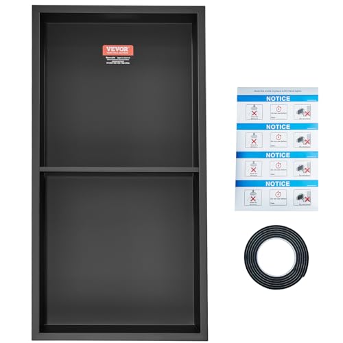 VEVOR Wandnische 10x33,02x63,5cm Duschnische Edelstahl Nische Doppellagig 100% Wasserdicht Nischeneinbau 0-40°C Betriebstemperatur 92°-Inneneckdesign Ideal für Badezimmer Schlafzimmer Arbeitszimmer