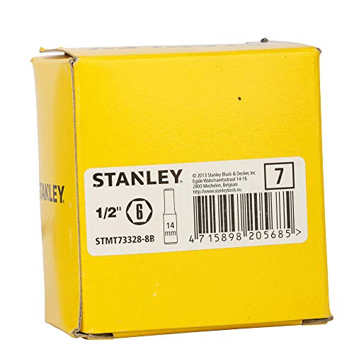 Image of STANLEY STMT73328-8B 1 /2-inch 14mm Chrome Vanadium Steel 6 Point Deep Socket (Silver)