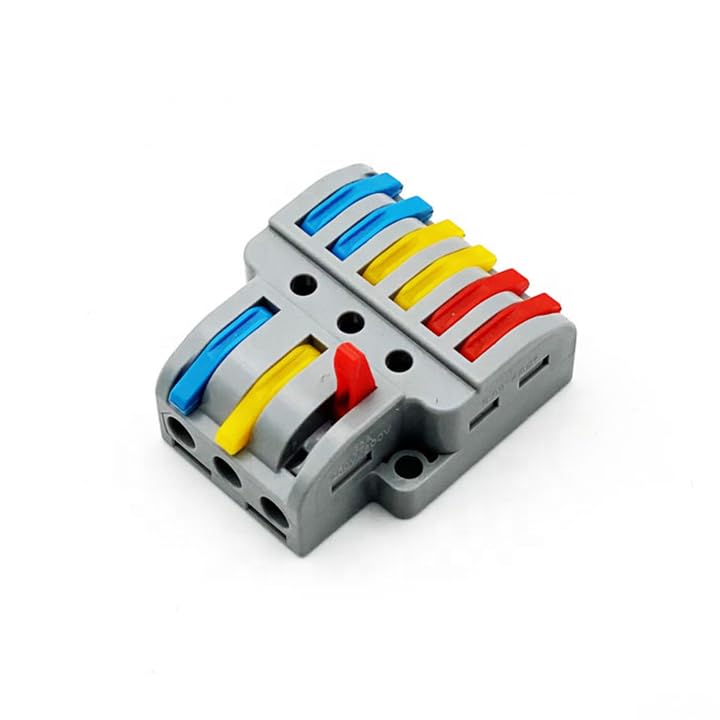 Image of ZIVIK 3 in 6 Out Electrical Wire Connector,10 Pcs Splicing Wire Terminal Block, Three Head 6 Way 250V Nylon Copper Block Terminal Wire Jointer Cable Conductor Clamp, Push-in Connectors
