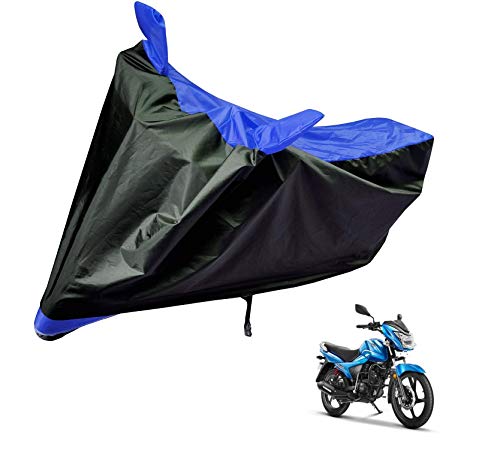 Image of Auto Hub Bike Cover Compatible with TVS Victor GLX with Mirror Pocket, Dustproof, Heat Resistant, Triple Stitched, Victor GLX Bike Cover- Black, Blue