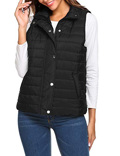 Beyove Women's Stylish Lightweight Packable Down Puffer Sleeveless Fall & Winter Vest Black