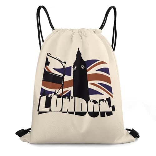 London UK Flag Drawstring Backpack Durable Sport Gym Bags Daypack for Men Women 35 * 42cm