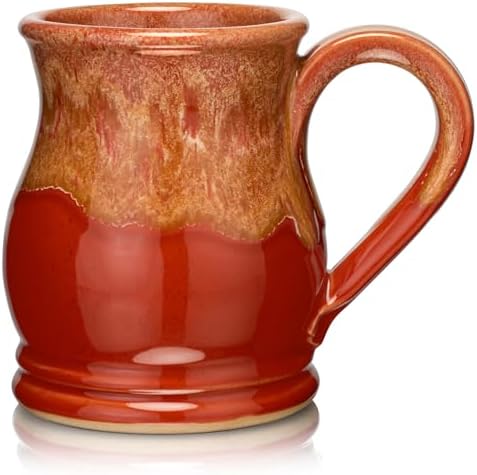 Uncommon Clay 20oz Potbelly Coffee Mug Handmade in the USA (Cayenne/Rust)
