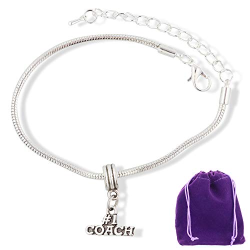 Basketball Coach Gifts | #1 Coach Gift Stainless Steel Snake Chain Charm Bracelet Best...