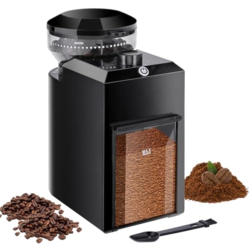 Congeowe Burr Coffee Grinder Electric, Conical Coffee Grinders Electric, One-Touch Automatic, Adjustable with 28 Precise Grind Setting, Espresso Coffee Grinder, 110g Ground Coffee, Black