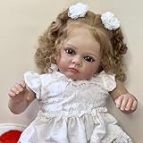 YIHANGG 60cm Reborn Baby Puppen Realistisch Mädchen Augen Offen Neugeborene Reborn Puppen Niedlich Reborn Kleinkind Blondes Haar Weicher Stoffkörper Weihnachten Geburtstag Geschenke