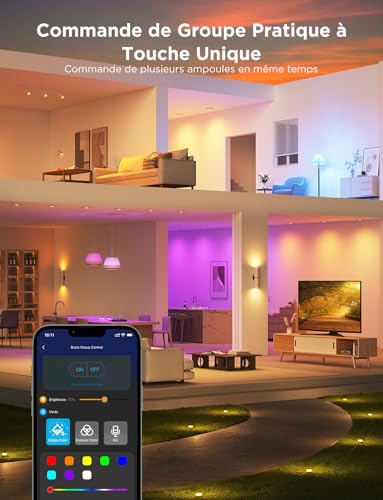 Ampoule LED GU10 multicolore connectée Matter avec synchronisation musicale - 6