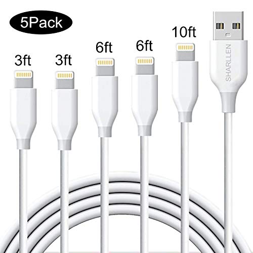 SHARLLEN iPhone Charger Cable 5Pack (3FT/6FT/10FT) Lightning Cable Long USB Fast Charging